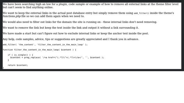 Wordpress: Remove External Links from WordPress posts Using add_filter() in Theme functions.php смотреть онлайн