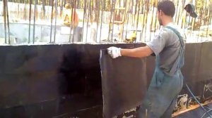 Наплавление рубероида Гидроизоляция вертикальная .