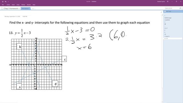 Find the x- and y- intercepts for y = (1/2)x - 3 смотреть онлайн