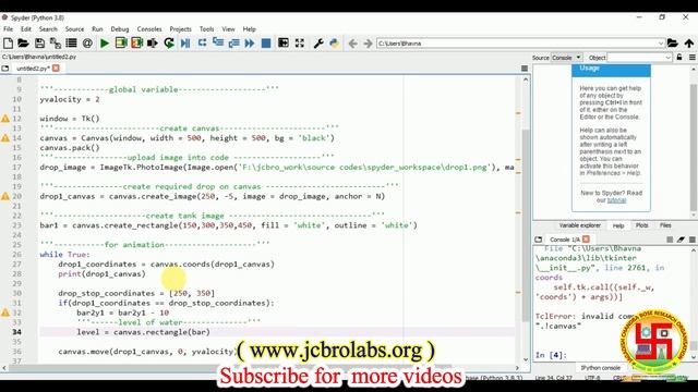 How to create water bucket animation in Python ?