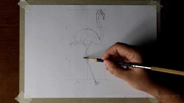 Как нарисовать Фламинго карандашом. Поэтапный урок.