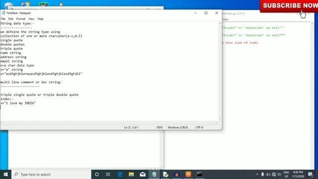Python For Beginners In Hindi | String Data Types  | | Data Type Part 4 |