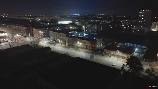 Благовещенск, дневной и ночной виды с балкона дома Краснофлотская 77/1 на восточную сторону. смотреть онлайн