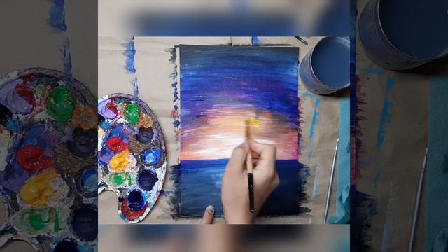 ОЗЕРО |Рассвет/Закат| Как нарисовать|Урок рисования для начинающих| смотреть онлайн