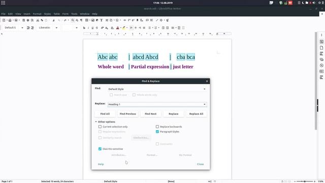 Using Find & Replace in LibreOffice 6.3 смотреть онлайн