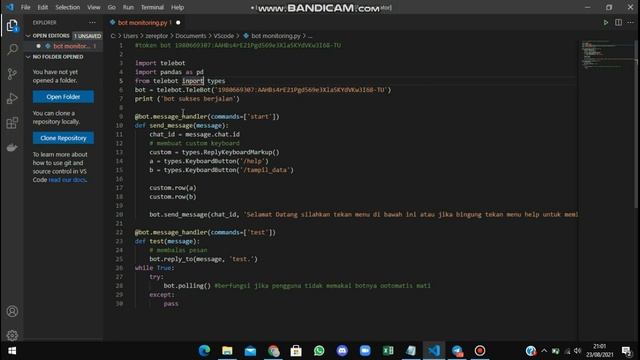 Monitoring Data Berbasis Bot Telegram Menggunakan Python смотреть онлайн