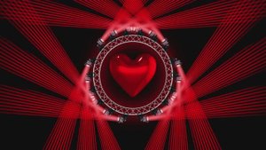 Лучи от осветительных приборов вокруг сердца. Чем не трейлер? Зацикленная анимация в 4K.