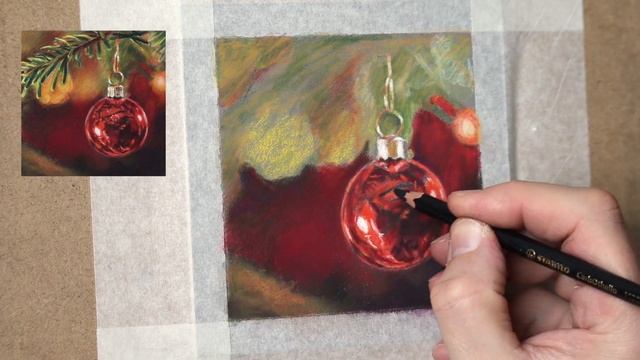 Pastel painting Tutorial | Painting Shiny things... Christmas Bauble. смотреть онлайн