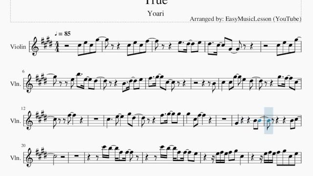 Violin Sheet Music: How to play True by Yoari смотреть онлайн