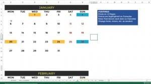 2020  Excel Calendar Template - Free Download - 20 Calendar Designs