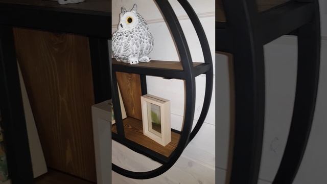 Настенная полка круг в стиле лофт. Размер 86х86см из массива сосны смотреть онлайн