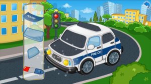 Развивающий мультик для детей 1-3 года. Собираем полицейскую машину.