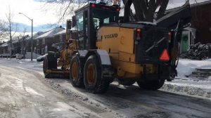 Wing Plow! City Of Ottawa Volvo Grader Plowing Snow.