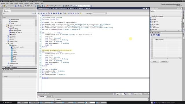 TIA WinCC Advanced VBS file manipulations: check, create, copy, delete, move and rename смотреть онлайн