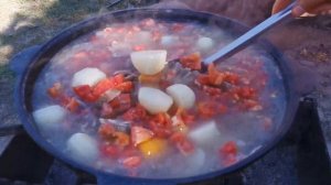 Шурпа из баранины в казане на костре. Самый ПРОСТОЙ и очень вкусный рецепт. (пошаговый рецепт)
