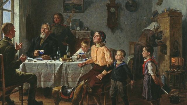 Лошадка в живописи. Картина «Среди родных». смотреть онлайн