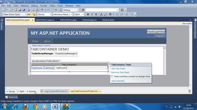 (Beginners) Asp.Net Ajax Tutorial - Tab Container Control
