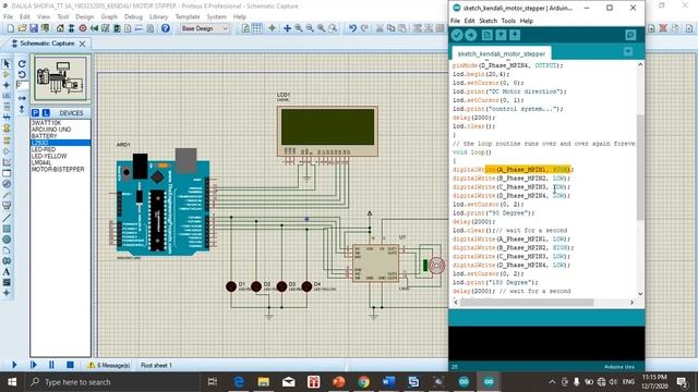 KENDALI MOTOR STEPPER Proteus 8 Professional dan Arduino IDE