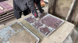 Производство тротуарной плитки бетонопаркета «Осень» по технологии Мрамор из бетона