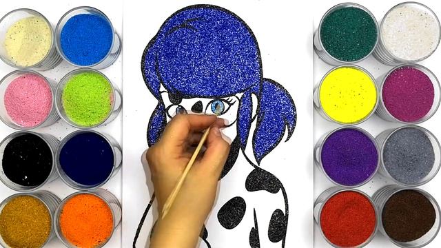 Леди Баг раскраска для детей. Рисование песком. смотреть онлайн