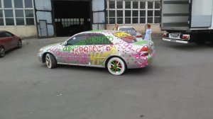 Покраска автомобиля смываемой меловой краской!