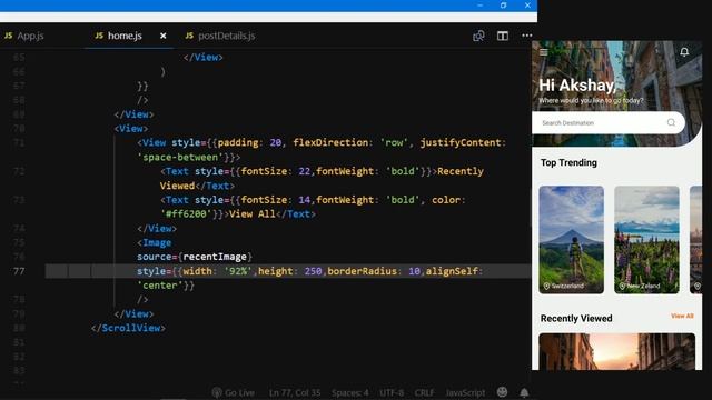 Travel App UI in React Native смотреть онлайн