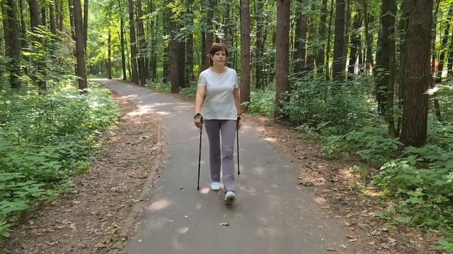 Техника ходьбы со скандинавскими палками.