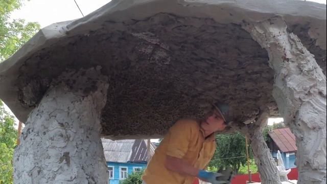 Декоративная  штукатурка  потолка   мастер  класс   гараж  во  дворе.