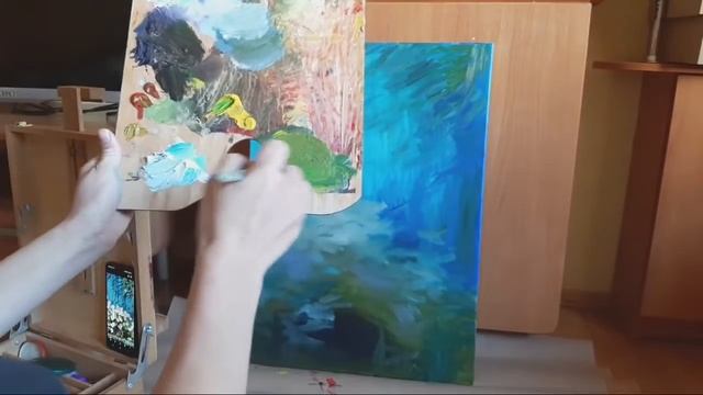 Белые астры маслом на большом холсте? смотреть онлайн