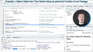 Extract Dates from Time Series (2 Examples) | zoo & lubridate Packages | as.yearmon & date_decimal