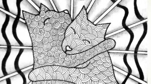 Зентангл Котики обнимаются