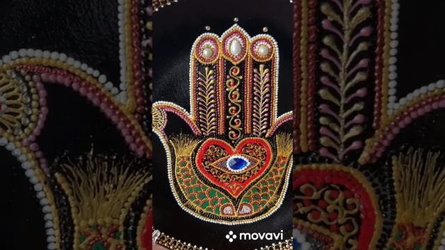 decorative plate "Hand of Hamsa".  dot painting. Точечная роспись. Тарелка «Рука Хамсы».