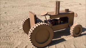 DIY MTZ 1 tractor with mounted sprayer - Cardboard toy