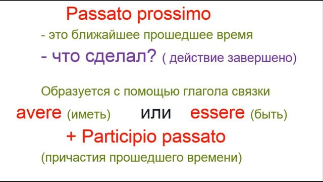 Passato prossimo 1(ближайшее прошедшее время) в итальянском языке
