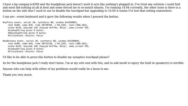 Ubuntu: HP Compaq TC4200 problems смотреть онлайн
