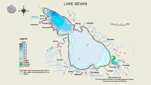 Температура озера севан. Жемчужина Армении озеро Севан. Озеро Севан вид сверху. Глубина озера Севан. Севан на карте.