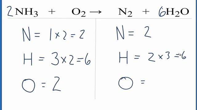 How To Balance NH3 + O2 = N2 + H2O (ammonia Plus Oxygen Gas)