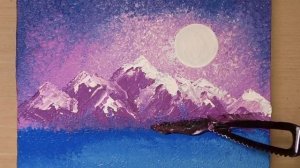 How to Draw Violet Mountains / Acrylic / Painting Technique