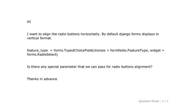 Django : Align radio buttons horizontally in django forms