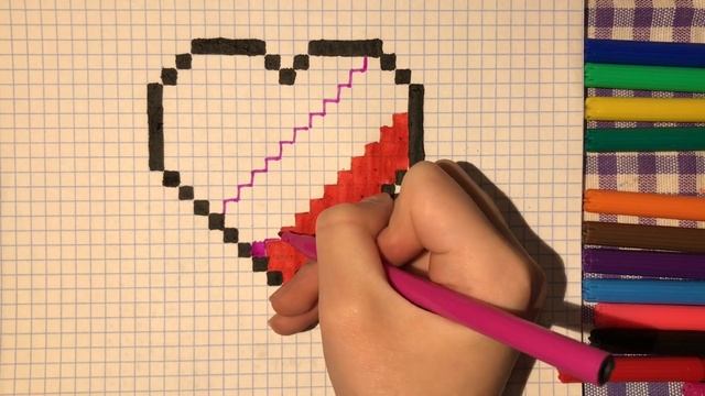 Что делать, когда скучно. Как нарисовать по клеточкам. Рисуем сердечко. Подарок Маме. Gift to Mom.