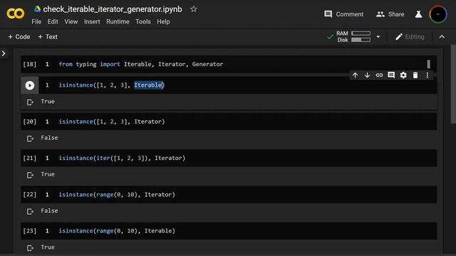 check iterable, iterator, generator in Python