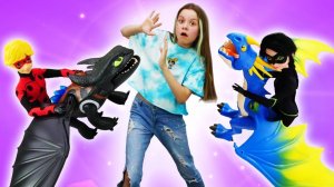 Эльза холодное сердце и Супер кот ищут Леди Баг. Альтрон и Драконы в заброшенном городе