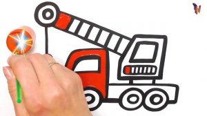 Как нарисовать МАШИНУ АВТОКРАН / мультик раскраска СПЕЦТЕХНИКА  для детей / Раскраски малышам