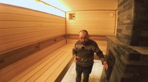 Красивая ОТДЕЛКА БАНИ с панорамным окном. Печь БЕЗ ШВОВ