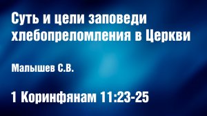 Суть и цели заповеди хлебопреломления в церкви | Малышев С.В.