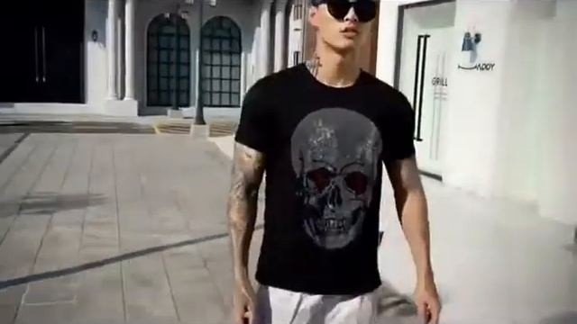 Мужская футболка с черепами, стразы, одежда, летняя мода, 100% хлопок, уличная забавный короткий смотреть онлайн