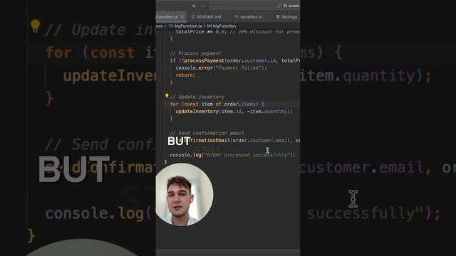 DONT make your functions too big #codeoptimization #javascript #typescript