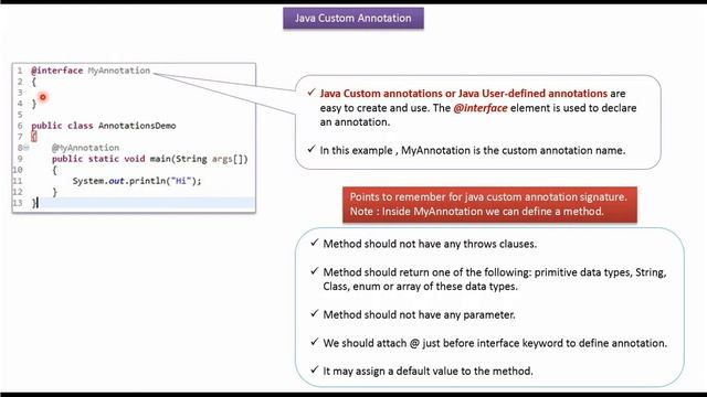 How to define a custom or user-defined annotation? | Java annotations | Annotations in java