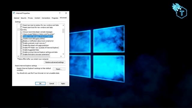 Script error : An error has occurred in the script on this page pada Windows