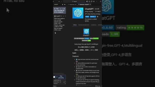 ChatGpt no VS Code..  #inteligenciaartificial #ia #vscode #visualstudio #chatgpt #tips #programming